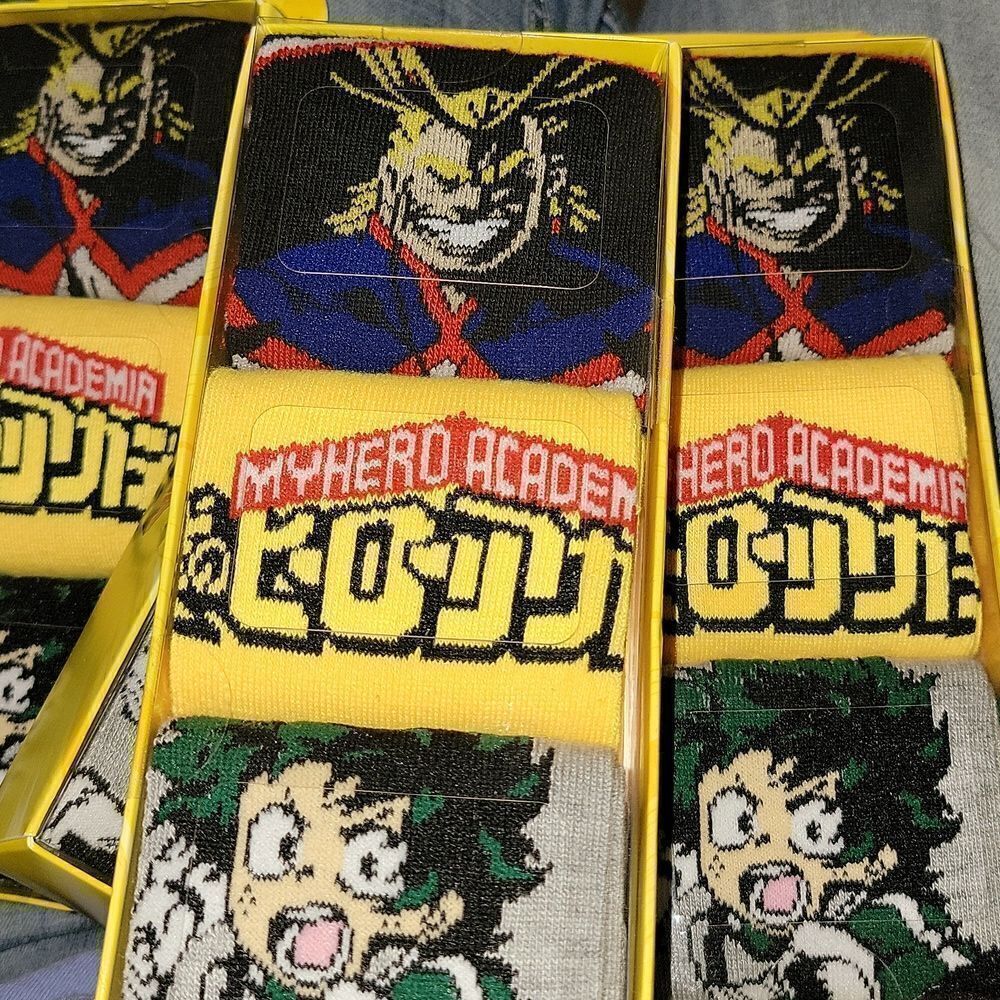 New My Hero Academia 3 Pair Pack Crew Socks Bioworld Funimation